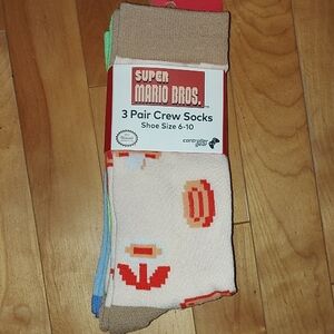 Nintendo Super Mario Bros. Crew Socks - Brown, Blue, Green